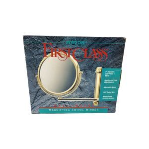 Jerdon Gold Mirror Wall Mount Swivel Magnifying Round Make Up Mirror Vintage